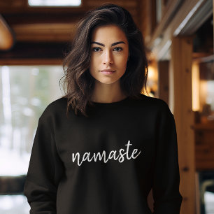 Sweatshirt Namasté   Méditation noire moderne Yoga spirituel