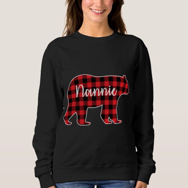Sweatshirt Nannie Bear Red Plaid Family Correspondance Noël P (Devant)