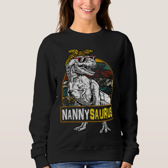 Sweatshirt Nannysaurus Léopard Rex Dinosaure Nanny Saurus Mot (Devant)