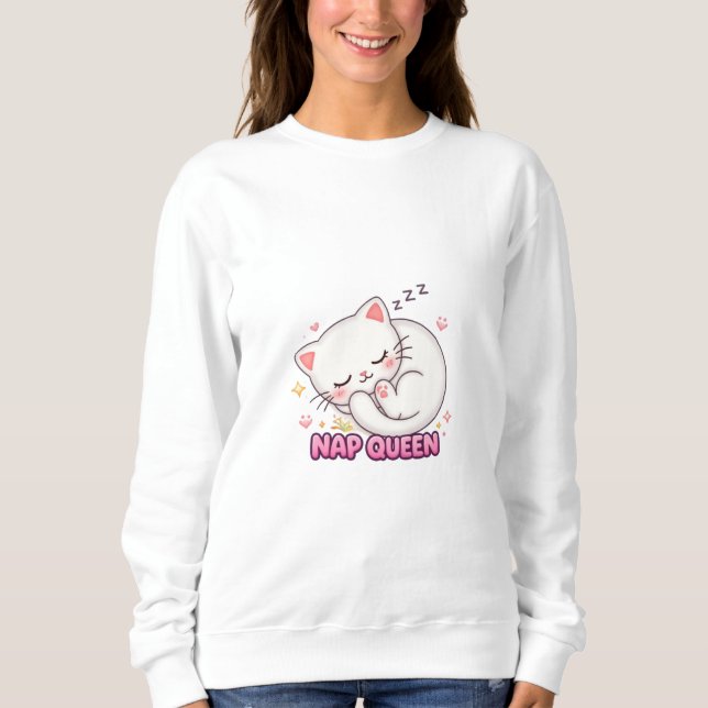 Sweatshirt Nap Queen Cat Sticker | Cute Sleeping Cat (Devant)