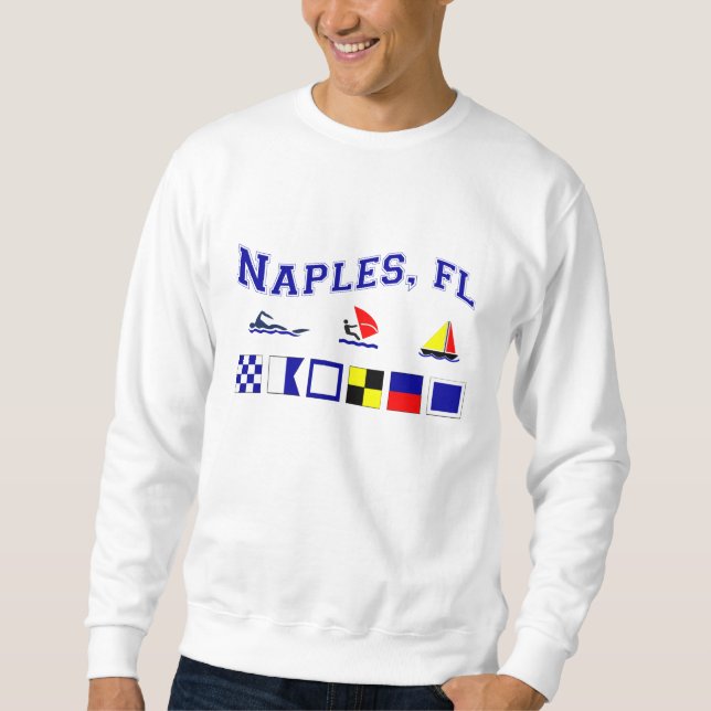 Sweatshirt Naples, FL avec les drapeaux maritimes (Devant)