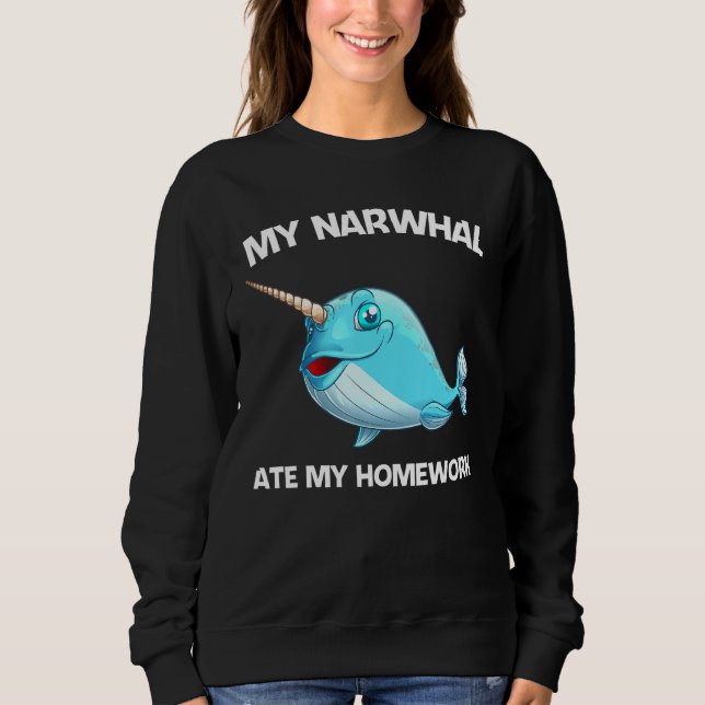 Sweatshirt Narwhal Pour Enfants Garçons Fille Baleine de mer  (Devant)