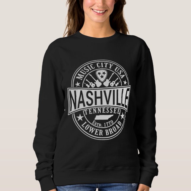 Sweatshirt Nashville Tn Music City Usa Lower Broadway Est 177 (Devant)