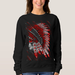 Sweatshirt Native American Indian Chief Skull Motorcycle Head
