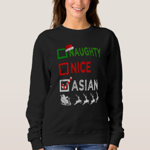 Sweatshirt Naughty Nice asiatique Pyjamas de Noël Santa Hat X