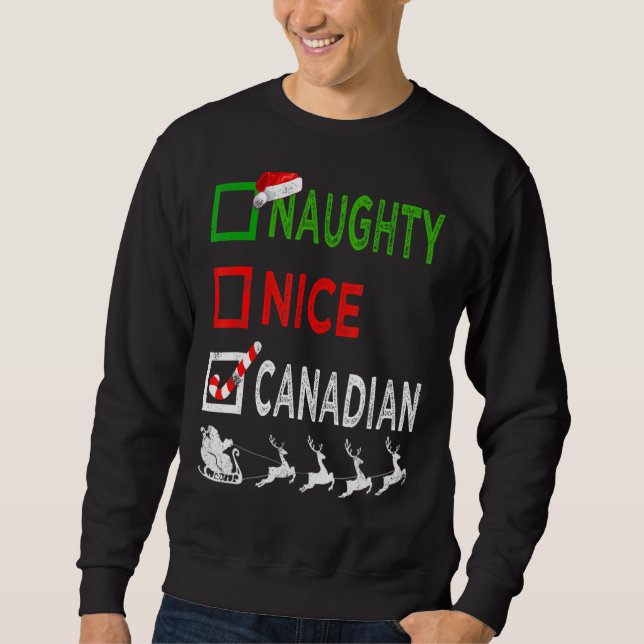 Sweatshirt Naughty Nice Pajamas de Noël canadiens Funny Sant (Devant)