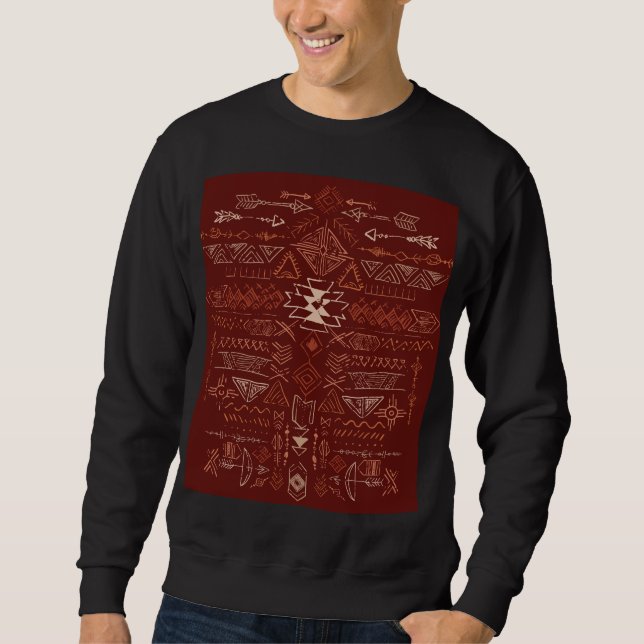 Sweatshirt Navajo Aztec : Ethnic Doodle Motif. (Devant)