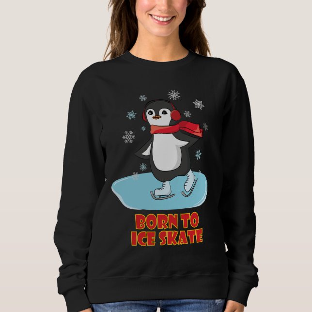 Sweatshirt Né À Patinage Sur Glace Patinage Cute Penguin (Devant)