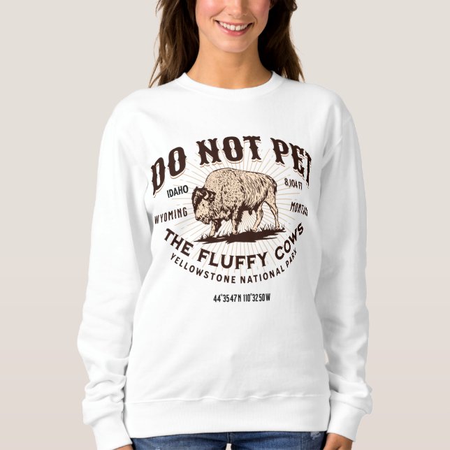 Sweatshirt Ne caresse pas les vaches duveteuses Bison de Yell (Devant)