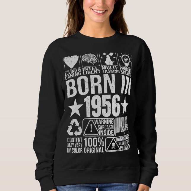 Sweatshirt Né En 1956 Avertissement Étiquette Code Barre Birt (Devant)