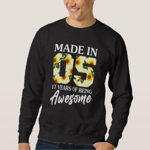 Sweatshirt Né En 2005 17 Ans 17e Anniversaire Filles Ados