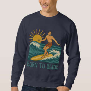 Sweatshirt Né pour Glisser Graphique Rétro Surf Californien S