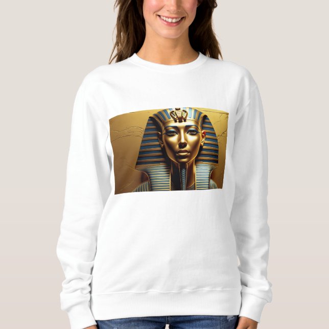 Sweatshirt Néfertiti Pharaon Élégant Art Linéaire – Egyp Fémi (Devant)
