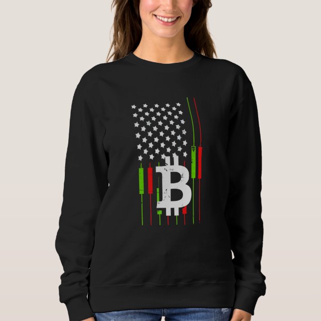 Sweatshirt Négociation de Bitcoin Drapeau États-Unis Cryptomo (Devant)