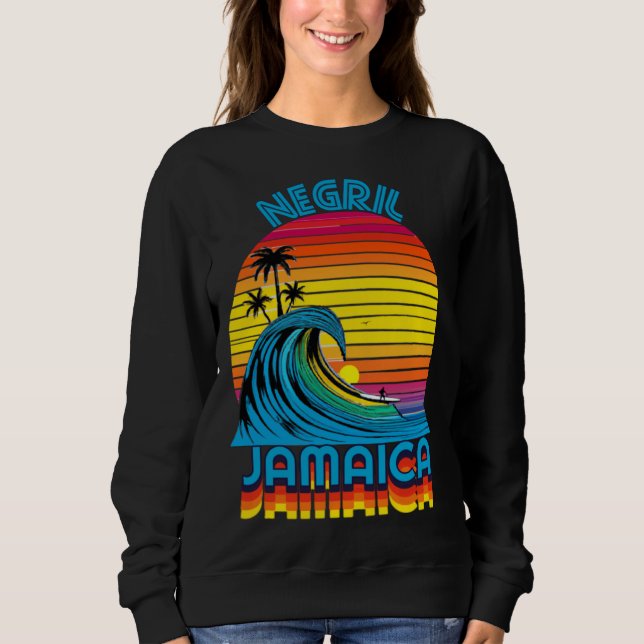 Sweatshirt Negril Jamaica Retro Throwback Surf & Beach Souven (Devant)