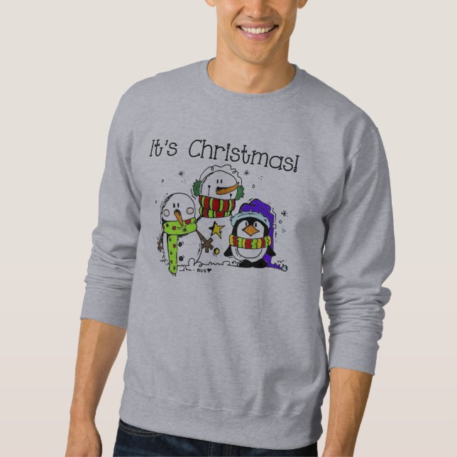Sweatshirt Neiges et pingouins C'est Noël (Devant)