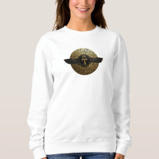 Sweatshirt NeoAnkh Disque 3D à l'Ankh ailé doré et aux hiérog