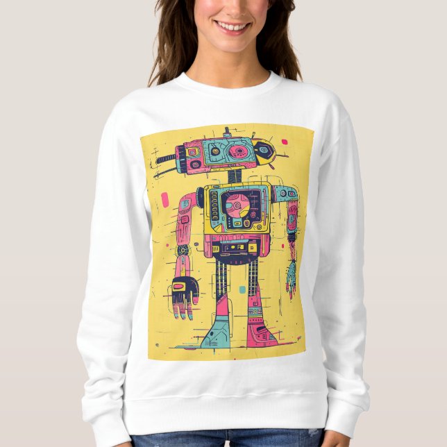 Sweatshirt Neon Panelbot - Sweats d'illustration robotique po (Devant)