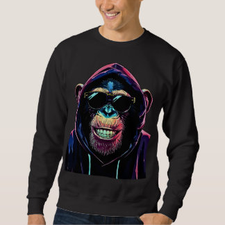 Sweatshirt Neon Vibe – Stylish Chimpanzee in Hoodie and Sungl