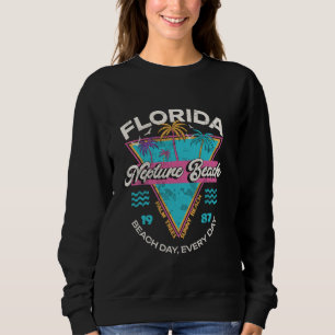 Sweatshirt Neptune Beach Floride Vintage 80s Palmier Plage