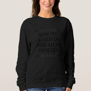 Sweatshirt Nerdy Gaming D20 Rpg Dice Dire Citation Graphique