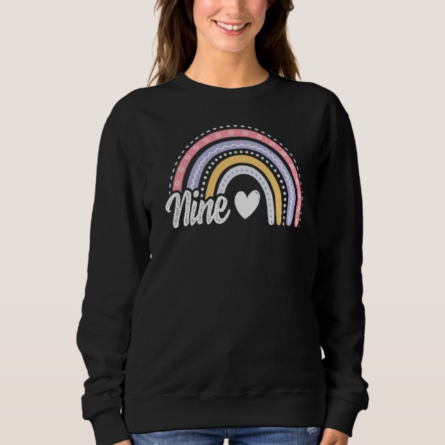 Sweatshirt Neuf 9 ans Neuvième 9e anniversaire fille mignonne (Devant)