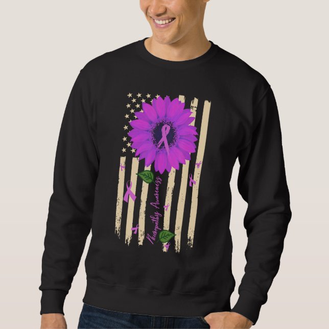 Sweatshirt Neuropathy Awareness Sunflower Purple Ribbon USA F (Devant)