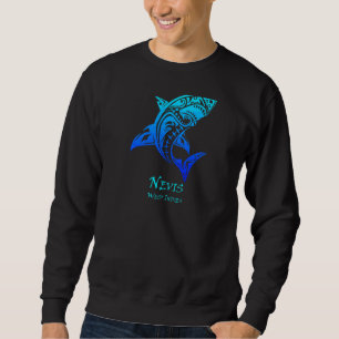 Sweatshirt Nevis West Indies Vintage Retro Tribal Shark Vacat