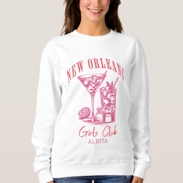 Sweatshirt new orléans bachelorette cocktail rose (Devant)