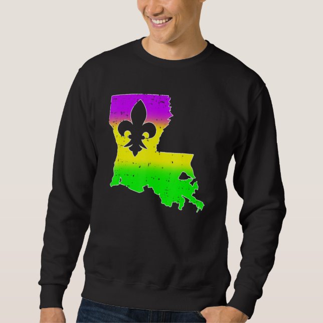 Sweatshirt New Orleans Louisiana Map Men Women Mardi Gras Car (Devant)