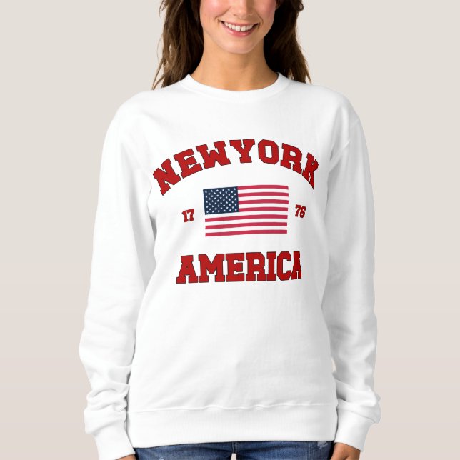 Sweatshirt New York America Varsity Unisex Homme Vêtements fe (Devant)