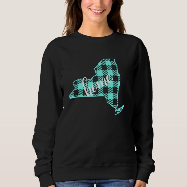 Sweatshirt New York Buffalo Plaid Home State Country USA Teal (Devant)