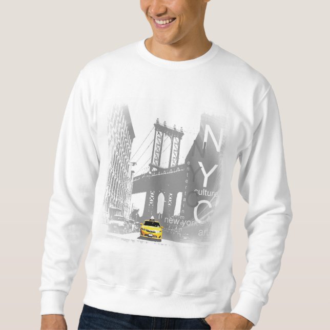 Sweatshirt New York City Nyc Taxi jaune Brooklyn Bridge (Devant)