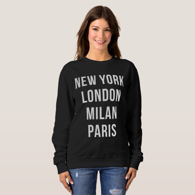 Sweatshirt New York Londres Milan Paris (Devant entier)