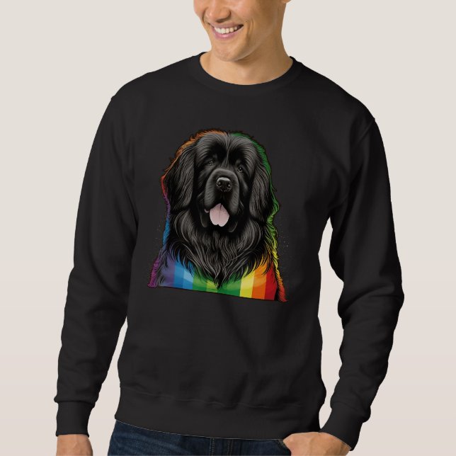 Sweatshirt Newfie Gay Pride LGBT Rainbow Flag on Newfoundland (Devant)
