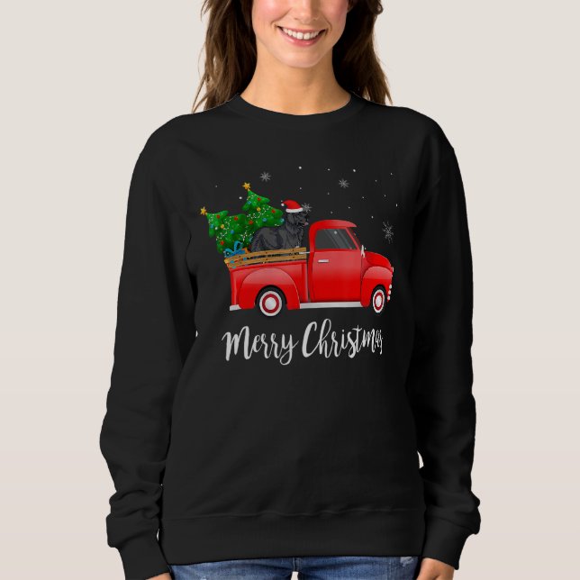 Sweatshirt Newfoundland Red Truck Christmas Tree Xmas Dog (Devant)