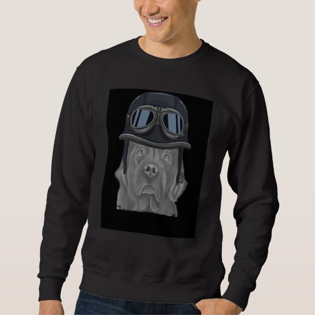 Sweatshirt Newfoundland Wearing Vintage Motorcycle Helmet (Devant)