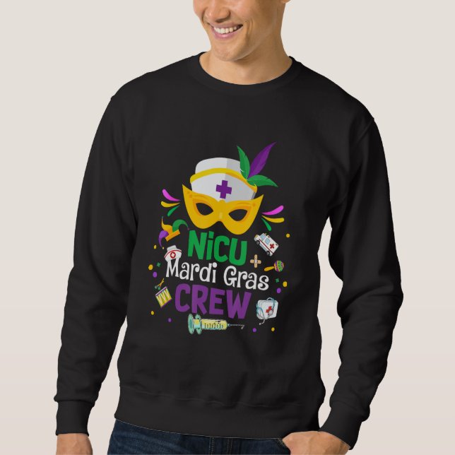 Sweatshirt Nicu Mardi Gras Nurse Crew Family Group Nursing Lo (Devant)