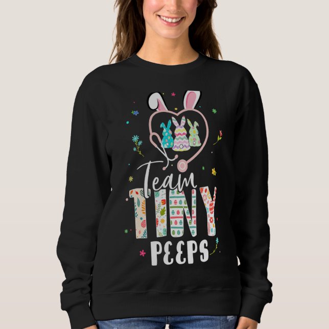 Sweatshirt Nicu Nurse Easter Team Minuscules Humains Bunnies  (Devant)
