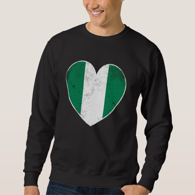 Sweatshirt Nigeria Coeur du drapeau nigérian (Devant)
