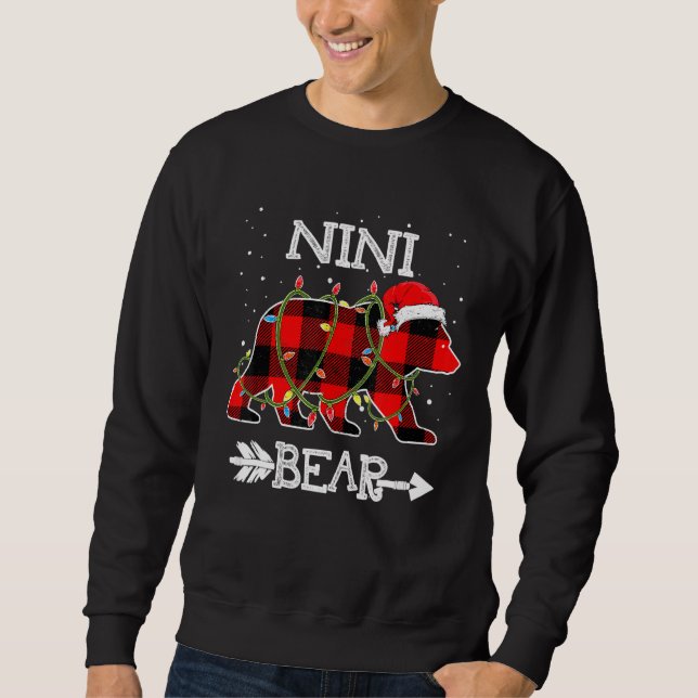Sweatshirt Nini Bear, Red Buffalo Plaid Maman Bear Pyjama (Devant)