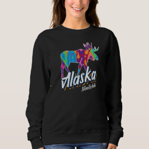 Sweatshirt Ninilchik Alaska Usa Colorful Moose Art Vacances S