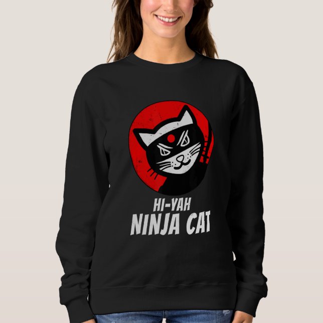 Sweatshirt Ninja Chat Distressed Tee Pour Chat Meow Katana Ca (Devant)