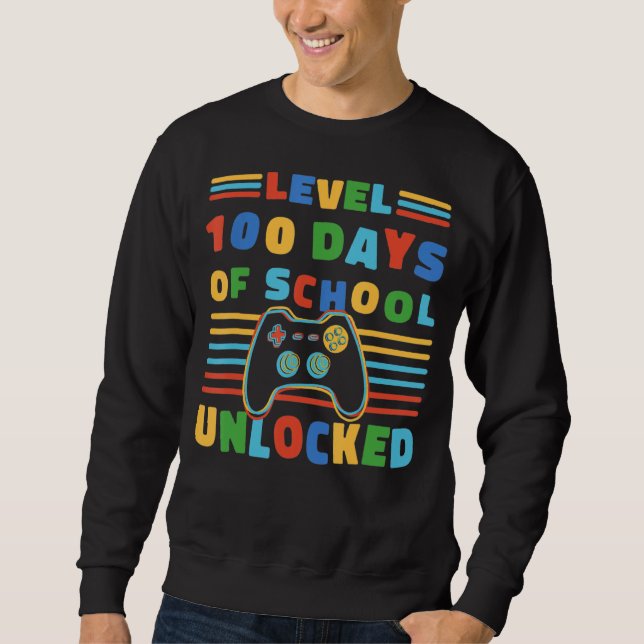 Sweatshirt Niveau 100 Jours D'École Déverrouillé Rétro 100E J (Devant)