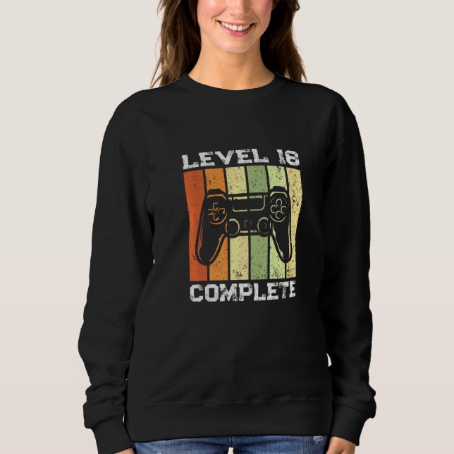 Sweatshirt Niveau 18 Complet 18e anniversaire Gamer Nerd (Devant)