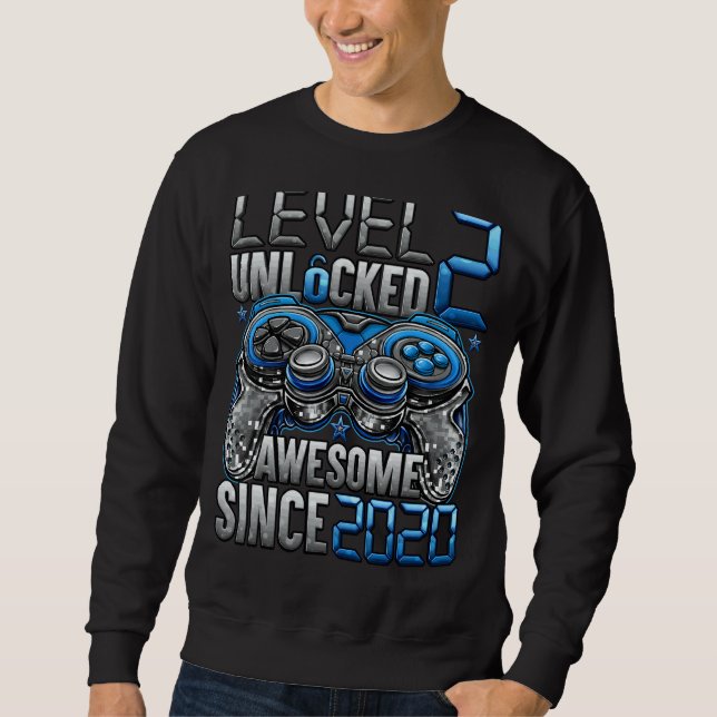 Sweatshirt Niveau 2 Déverrouillé Awesome depuis 2020 2e anniv (Devant)