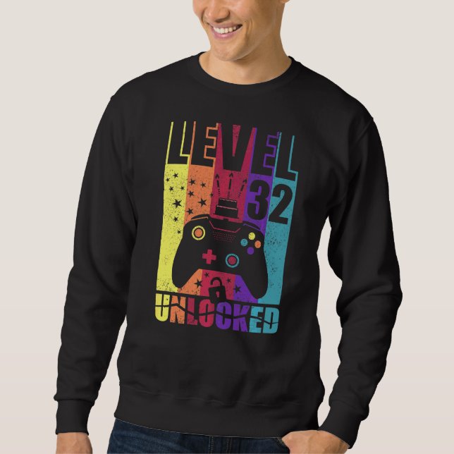 Sweatshirt Niveau 32 Anniversaire déverrouillé Niveau 32e Ann (Devant)