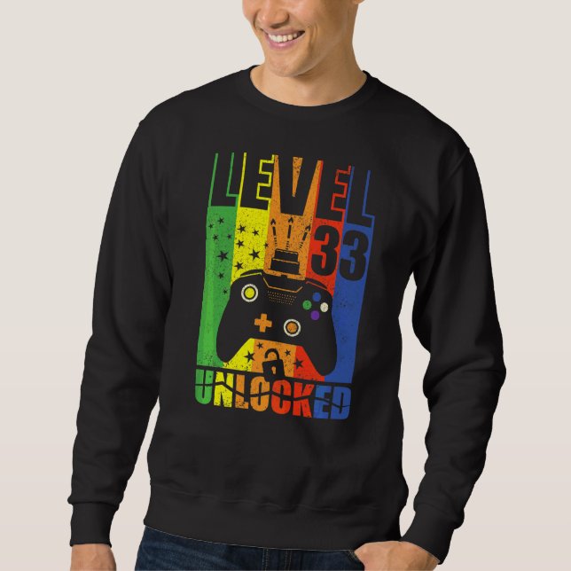 Sweatshirt Niveau 33 Anniversaire déverrouillé Niveau 33e ann (Devant)