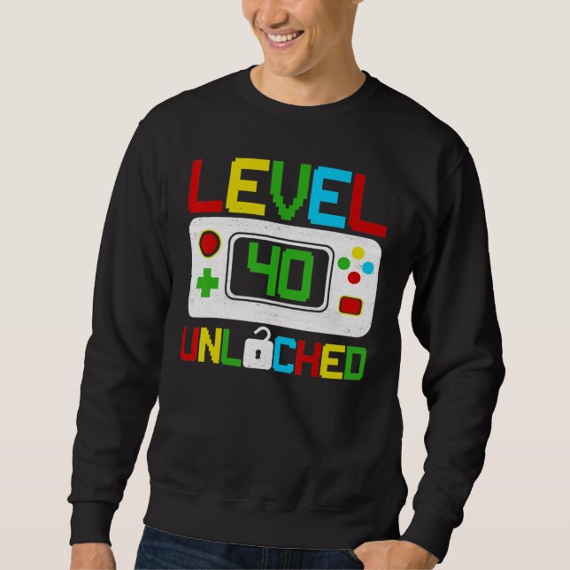 Sweatshirt Niveau 40 Jeu vidéo déverrouillé 40e anniversaire (Devant)