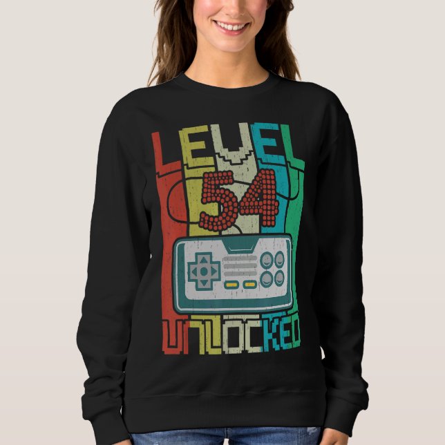 Sweatshirt Niveau 54 Jeu vidéo déverrouillé 54e anniversaire (Devant)